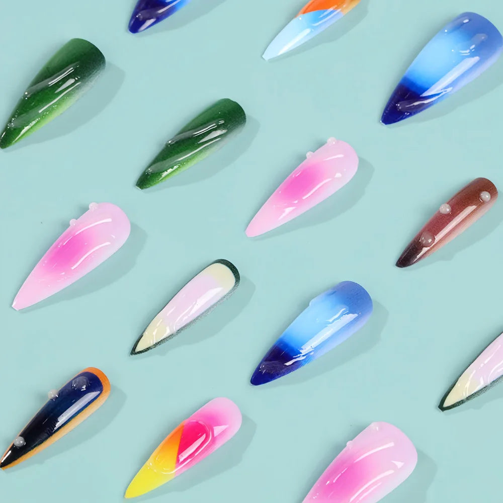24pcs Color Almond Press On Nails Set