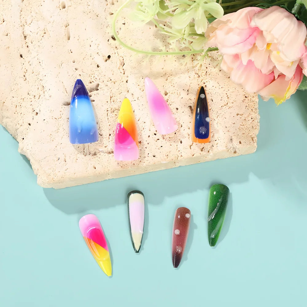 24pcs Color Almond Press On Nails Set