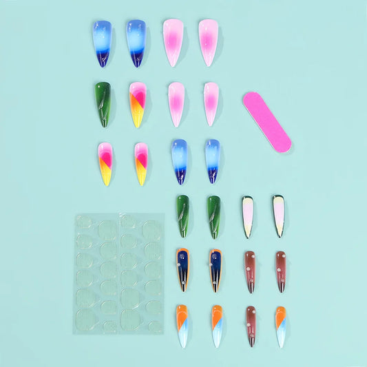 24pcs Color Almond Press On Nails Set