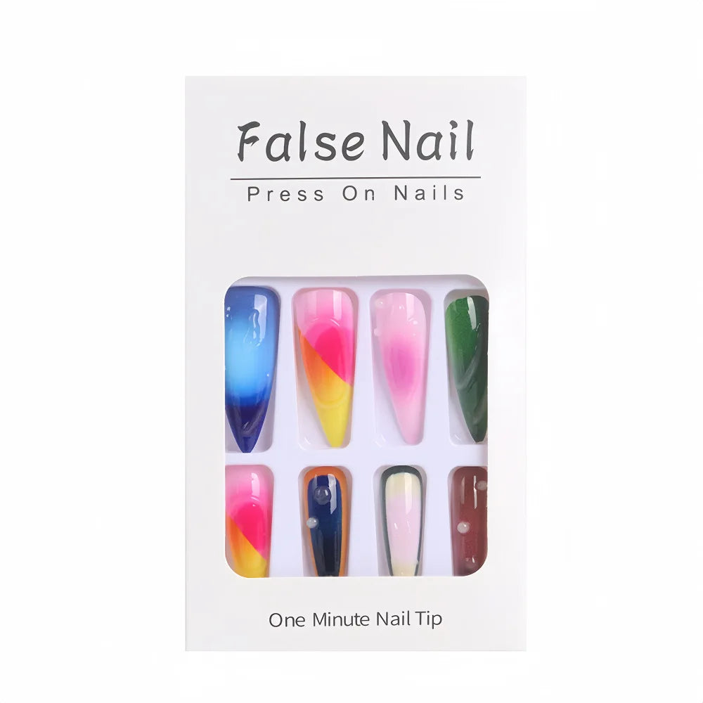 24pcs Color Almond Press On Nails Set